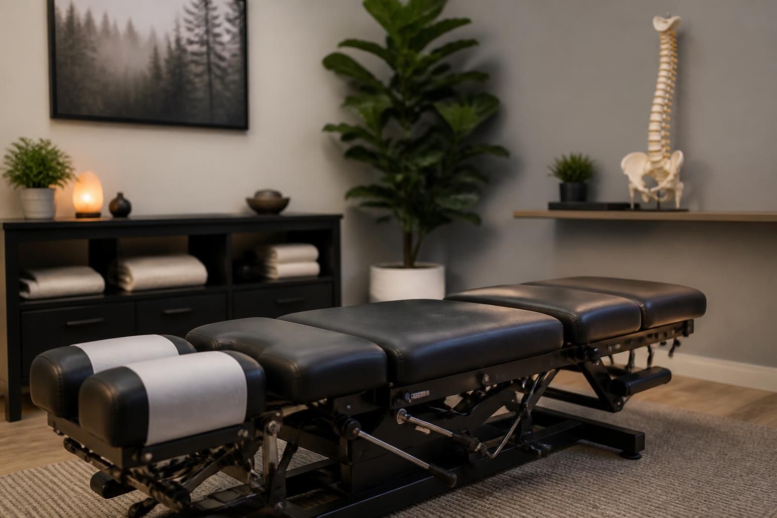 Modern chiropractic room with a clean joint therapy setup.